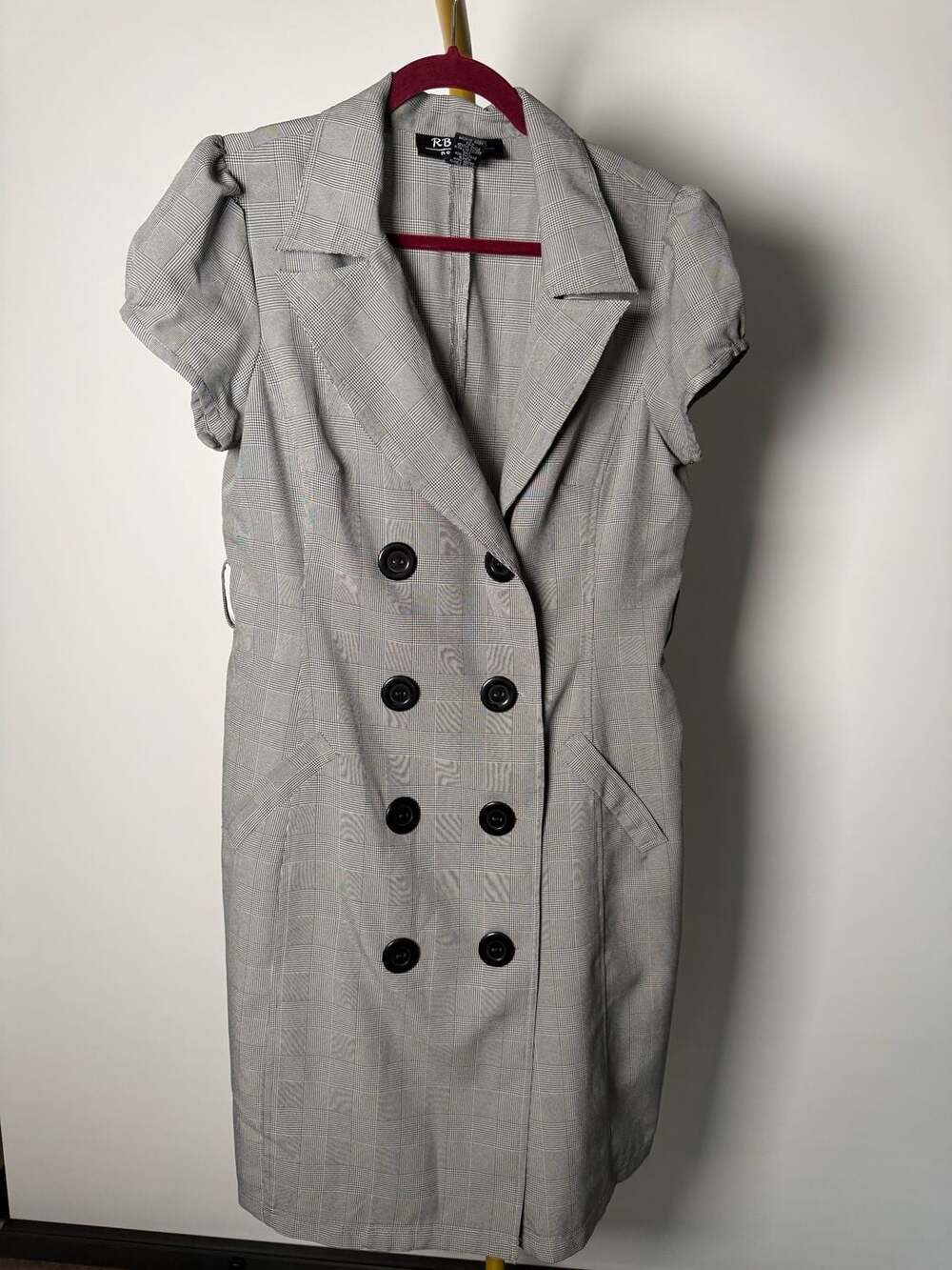 RB Collection New York Double-Breasted Plaid blazer dress